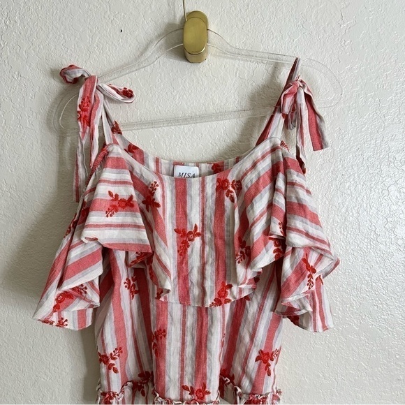 Misa Los Angeles striped shoulder tie top size M - Picture 3 of 8